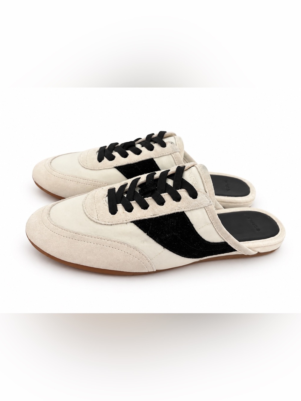 Vince Solstice Suede Sneaker Mules Moonlight Black Women’s Size 8 With Box